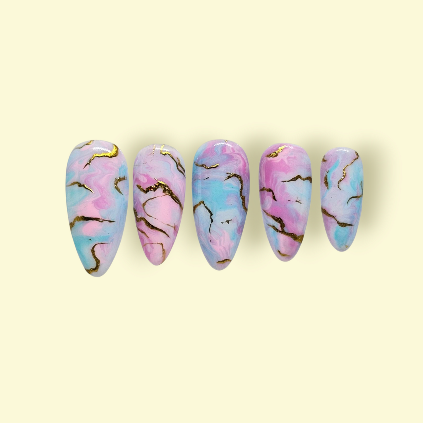 Cotton Candy Marble Press On Nails