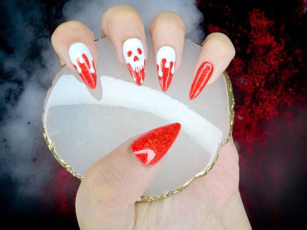 Blood Moon Skull Press On Nails