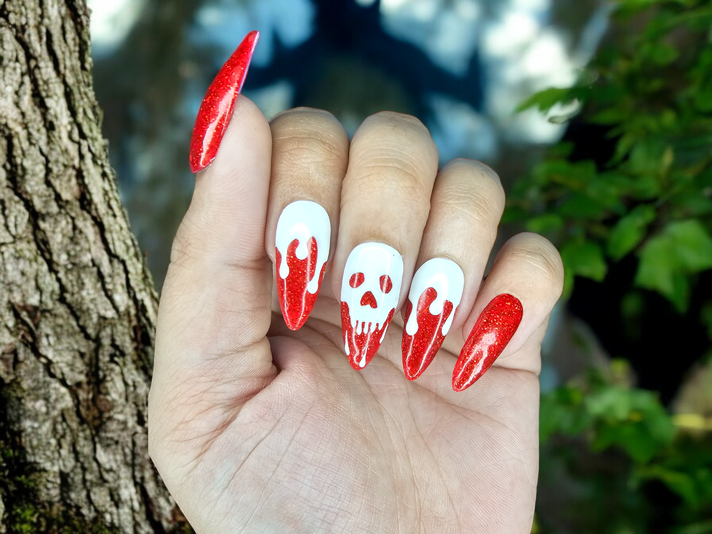 Blood Moon Skull Press On Nails