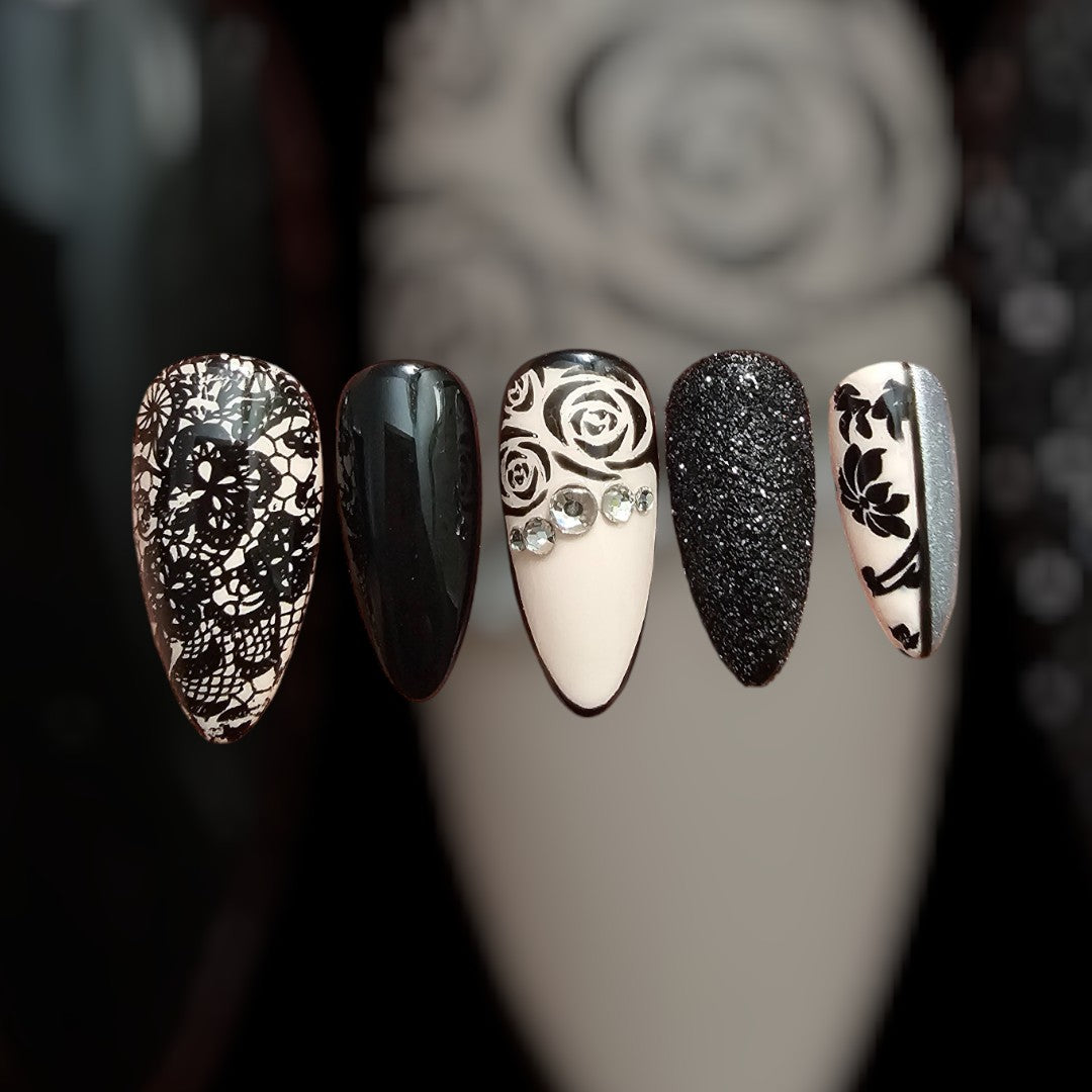 Dark Rose Press On Nails