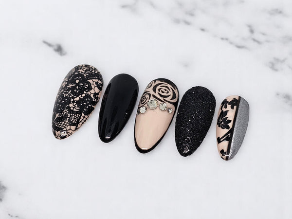 Dark Rose Press On Nails