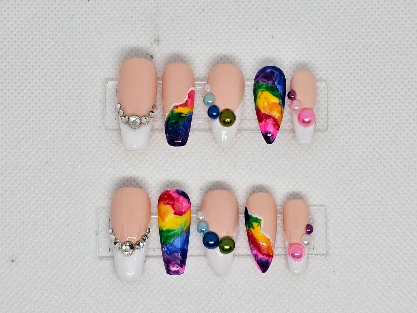 Rainbow French Press On Nails