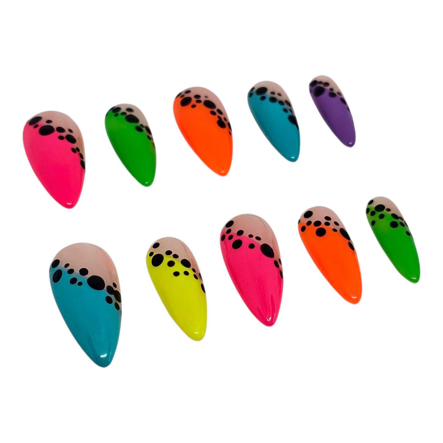 Neon Pop Dot Press On Nails
