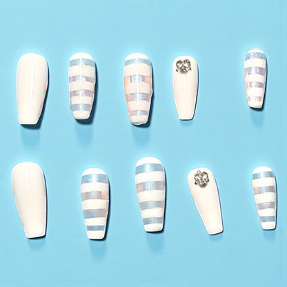 Snow Day Stripes Press On Nails
