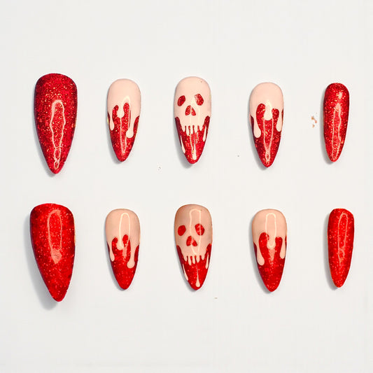 Blood Moon Skull Press On Nails