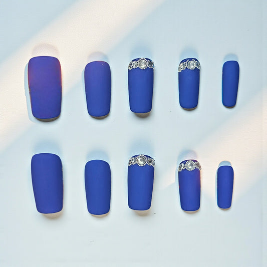 Elegant Blues Press On Nails