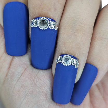 Elegant Blues Press On Nails