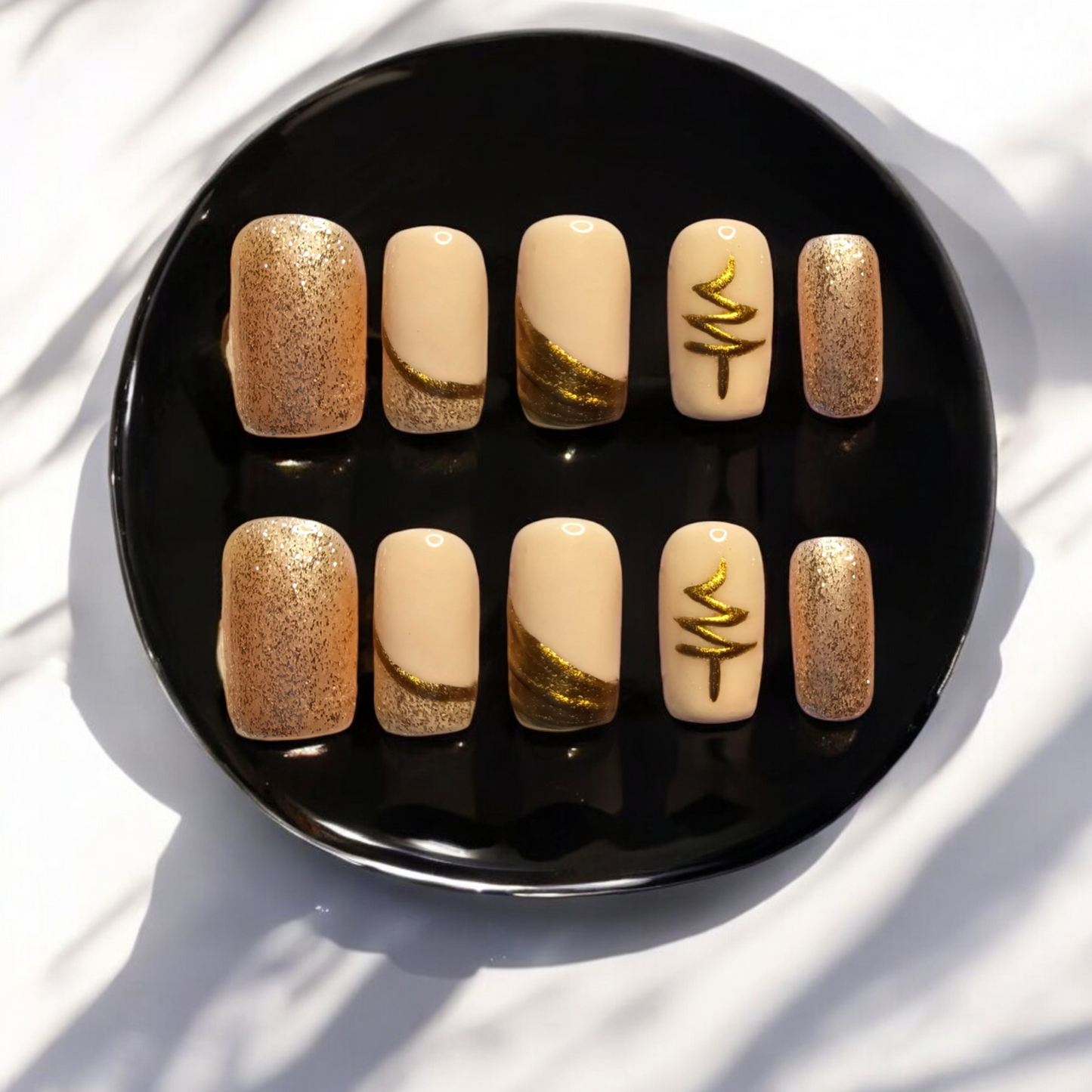 Champagne X-mas Press-On Nails