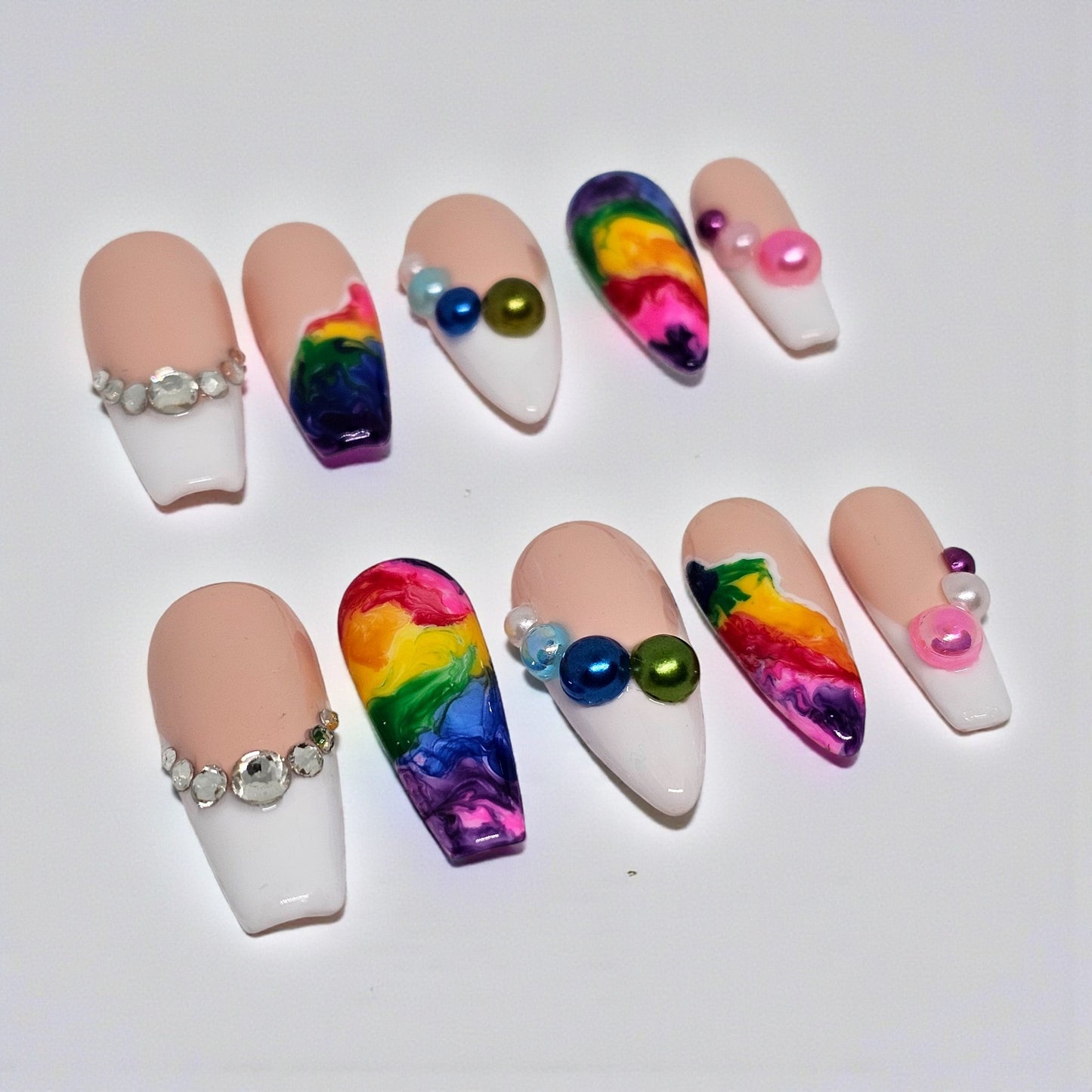 Rainbow French Press On Nails