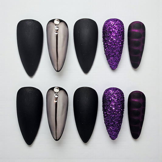 Midnight Amethyst Press On Nails