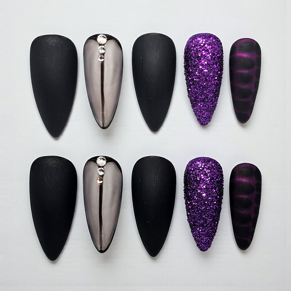 Midnight Amethyst Press On Nails