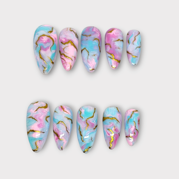 Cotton Candy Marble Press On Nails
