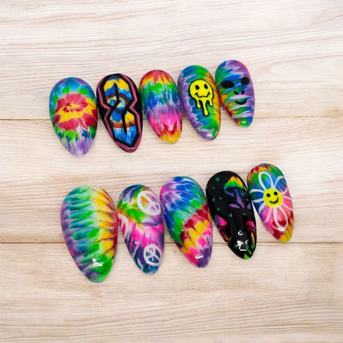 Trippy Tie-Dye Vibes Press On Nails