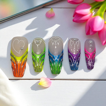 Rainbow Glitz Press On Nails
