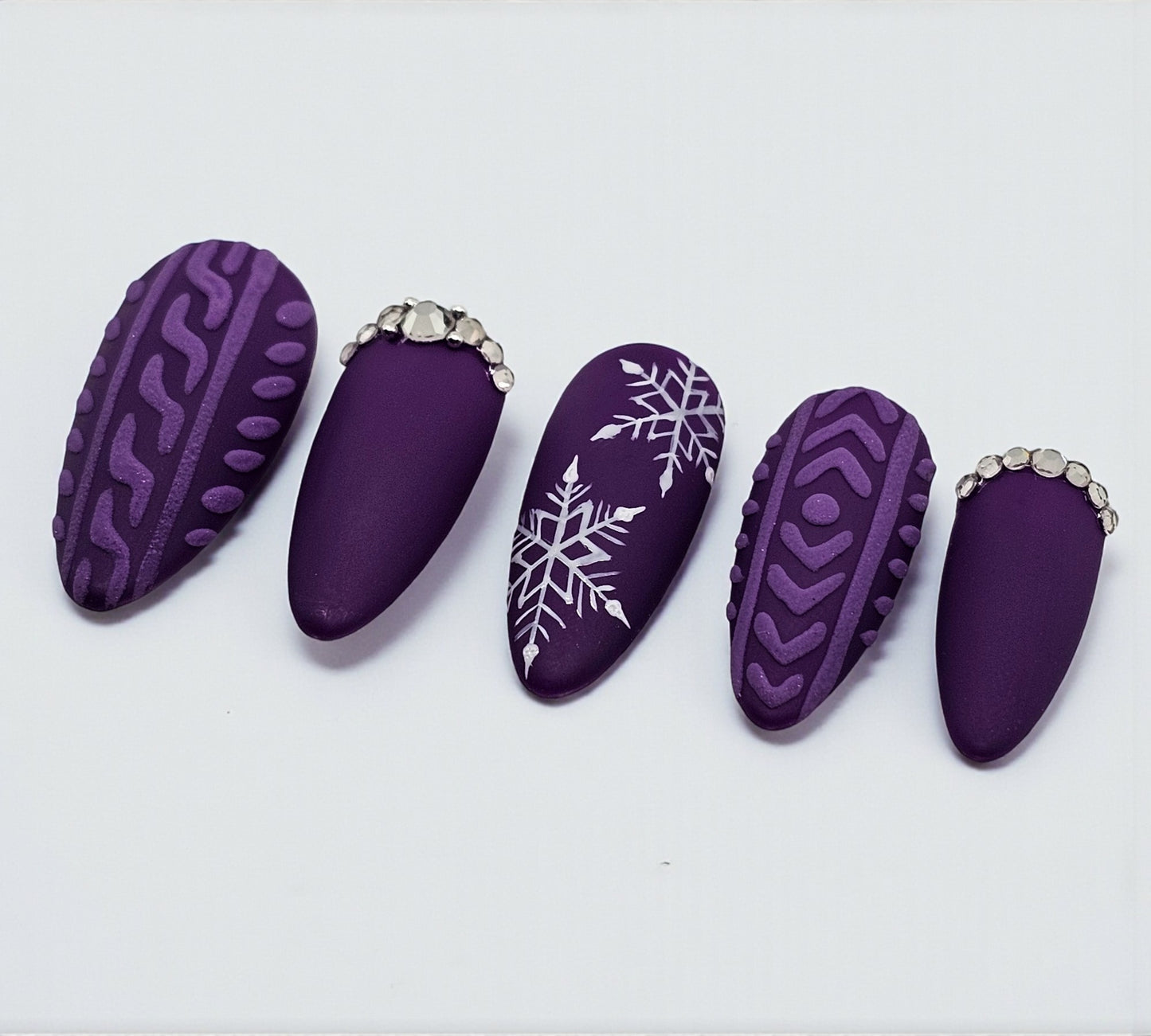Purple Sweater Press On Nails