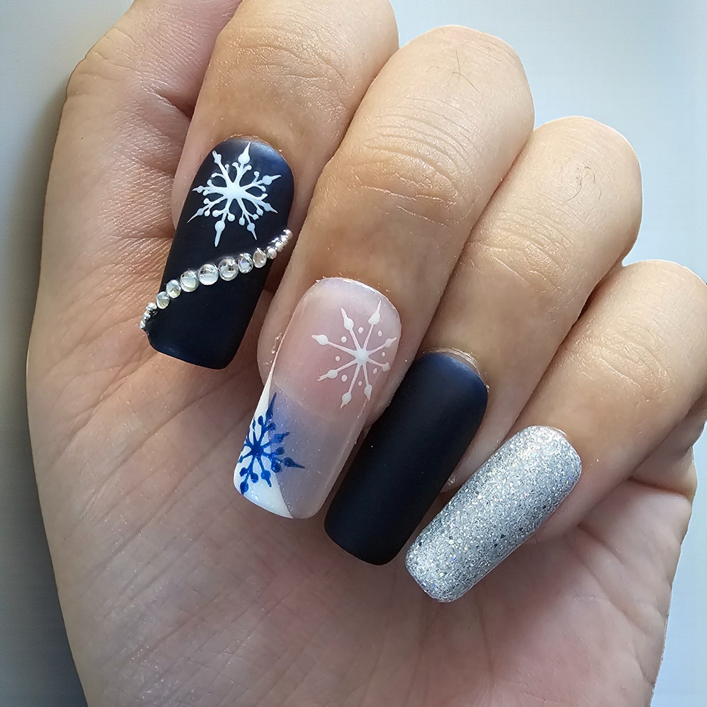 Blue Christmas Press On Nails