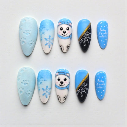 Snowball Snuggles Press On Nails