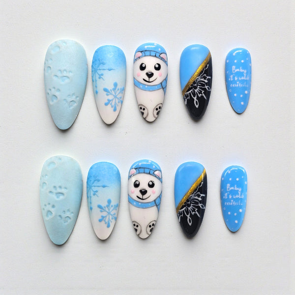 Snowball Snuggles Press On Nails
