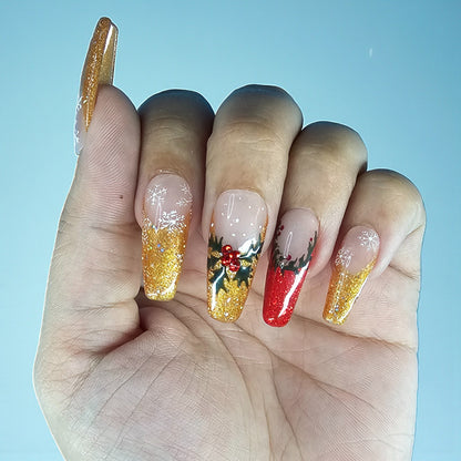 Holly Jolly Sparkles Press On Nails