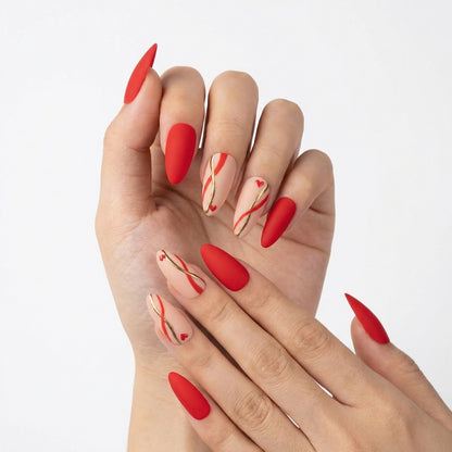 Red Velvet Swirl Press On Nails