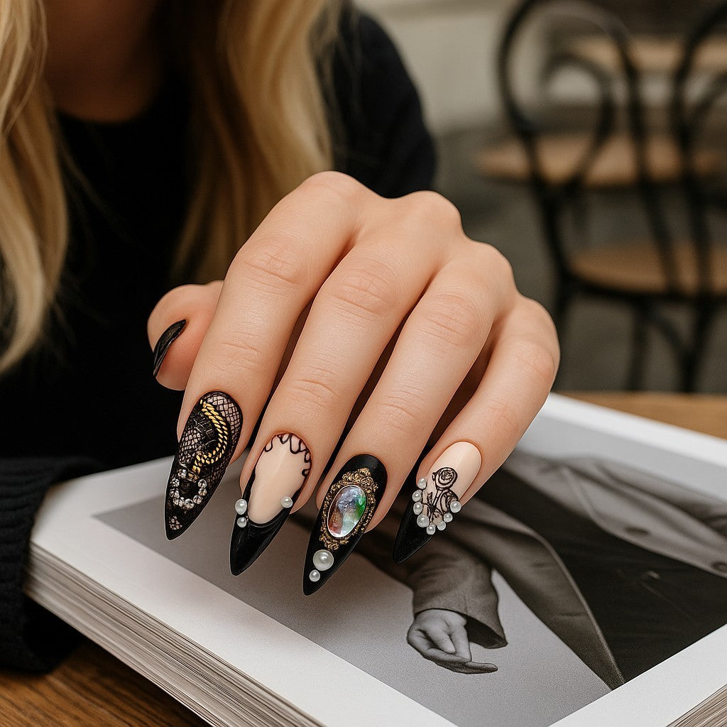 Dark Rose Press On Nails