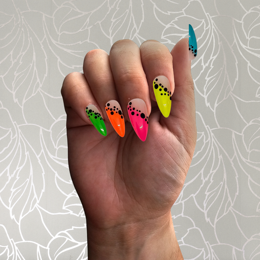 Neon Pop Dot Press On Nails