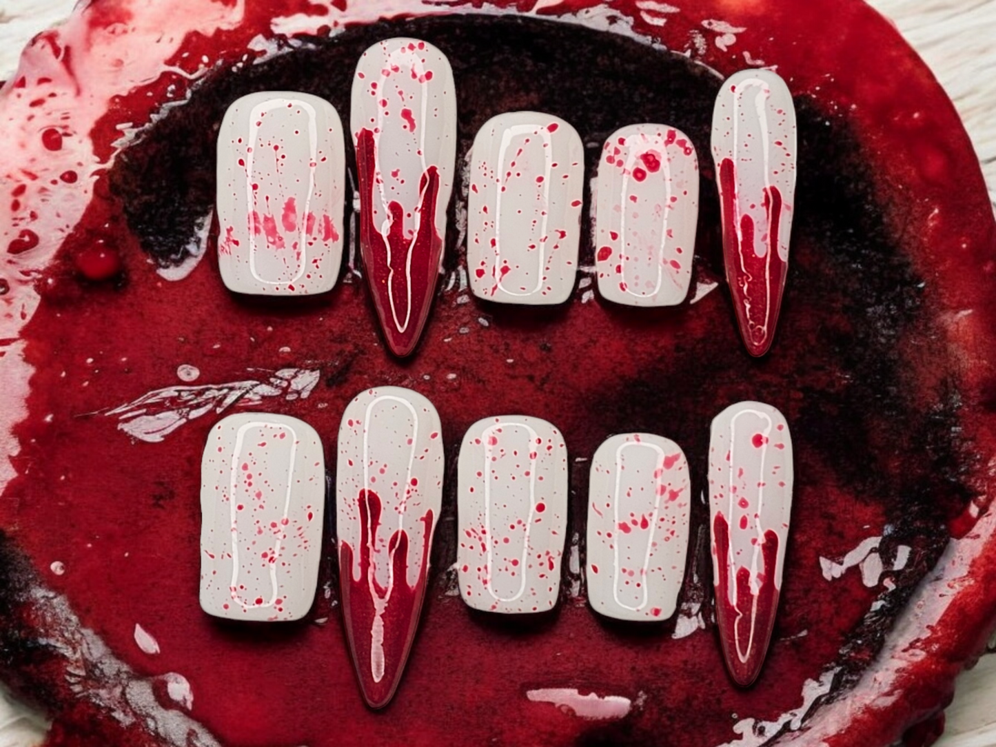 Gruesome Vampire Fangs Press On Nails