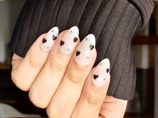 Classy Black Hearts Press On Nails