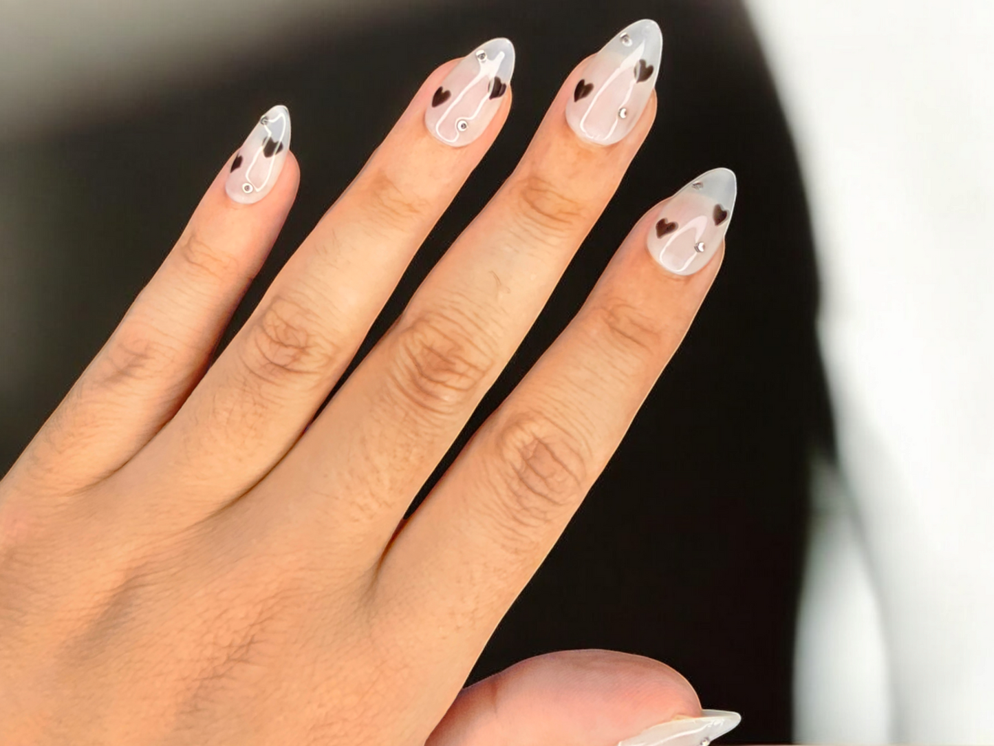 Classy Black Hearts Press On Nails
