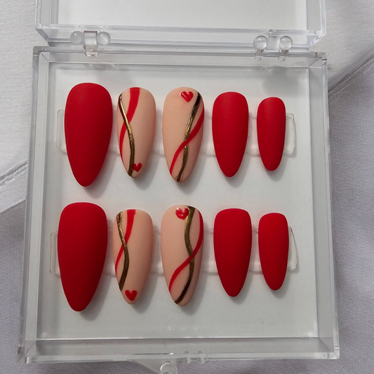Red Velvet Swirl Press On Nails
