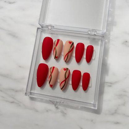 Red Velvet Swirl Press On Nails