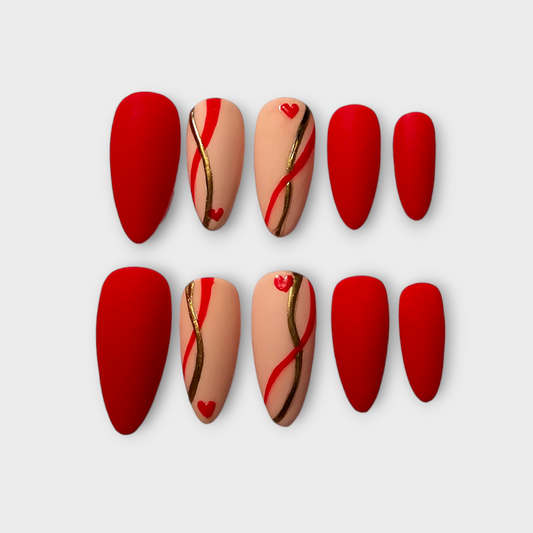 Red Velvet Swirl Press On Nails