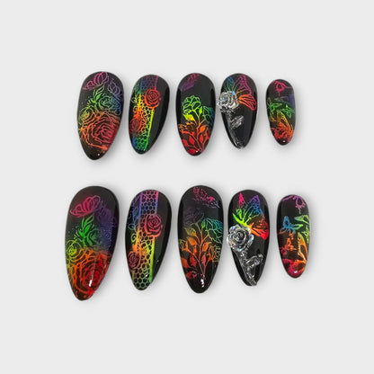 Rainbow Roses Press On Nails