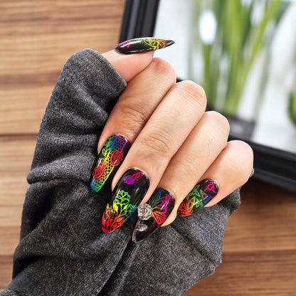 Rainbow Roses Press On Nails