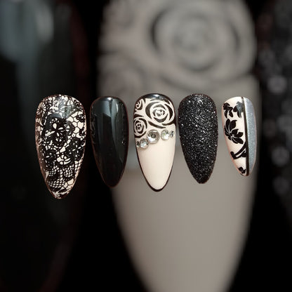 Dark Rose Press On Nails