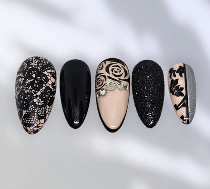 Dark Rose Press On Nails