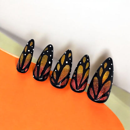 Monarch Butterfly Press On Nails