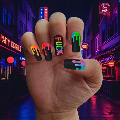 Rainbow Drip Graffiti Press On Nails
