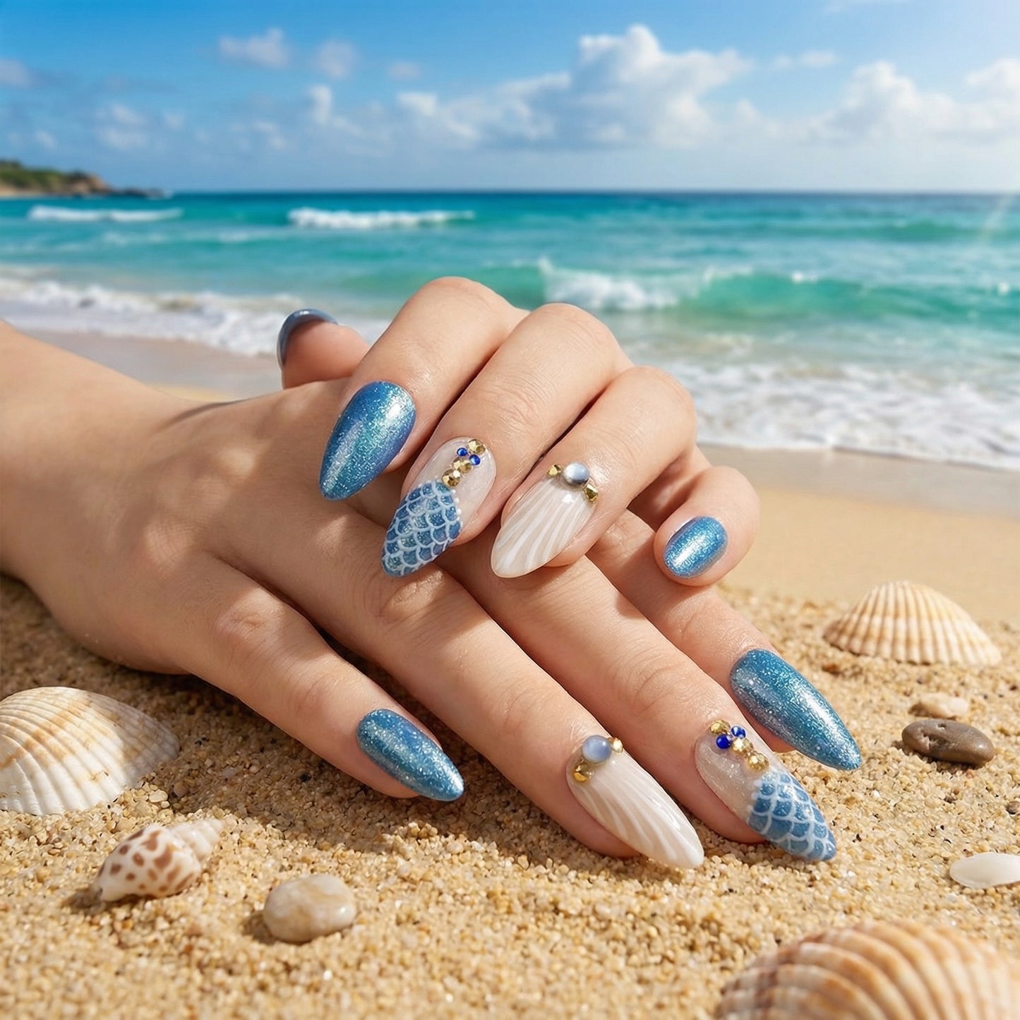 Mermaid Shores Press On Nails
