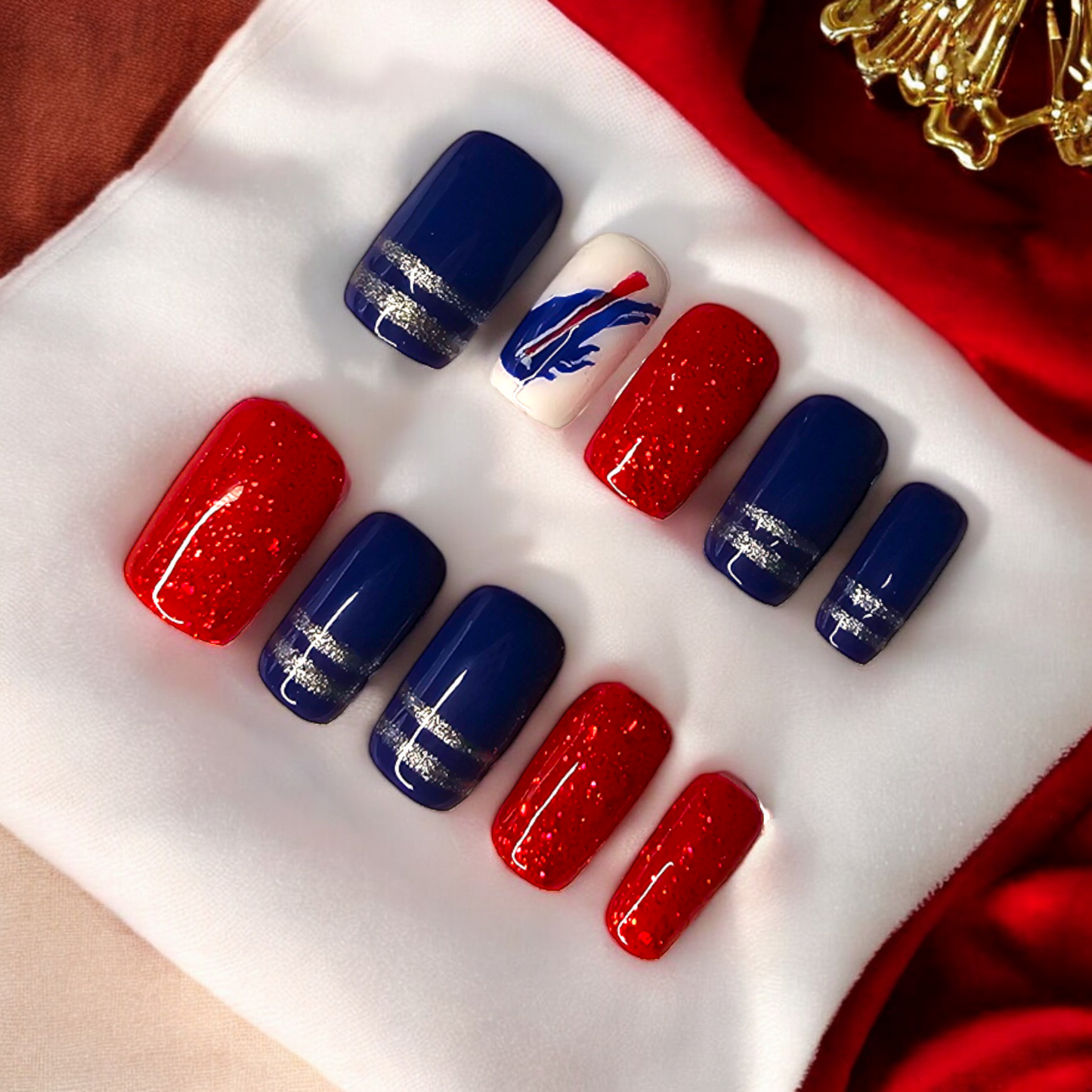 Buffalo Game Day Press On Nails