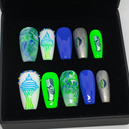 Emerald City Football Press On Nails