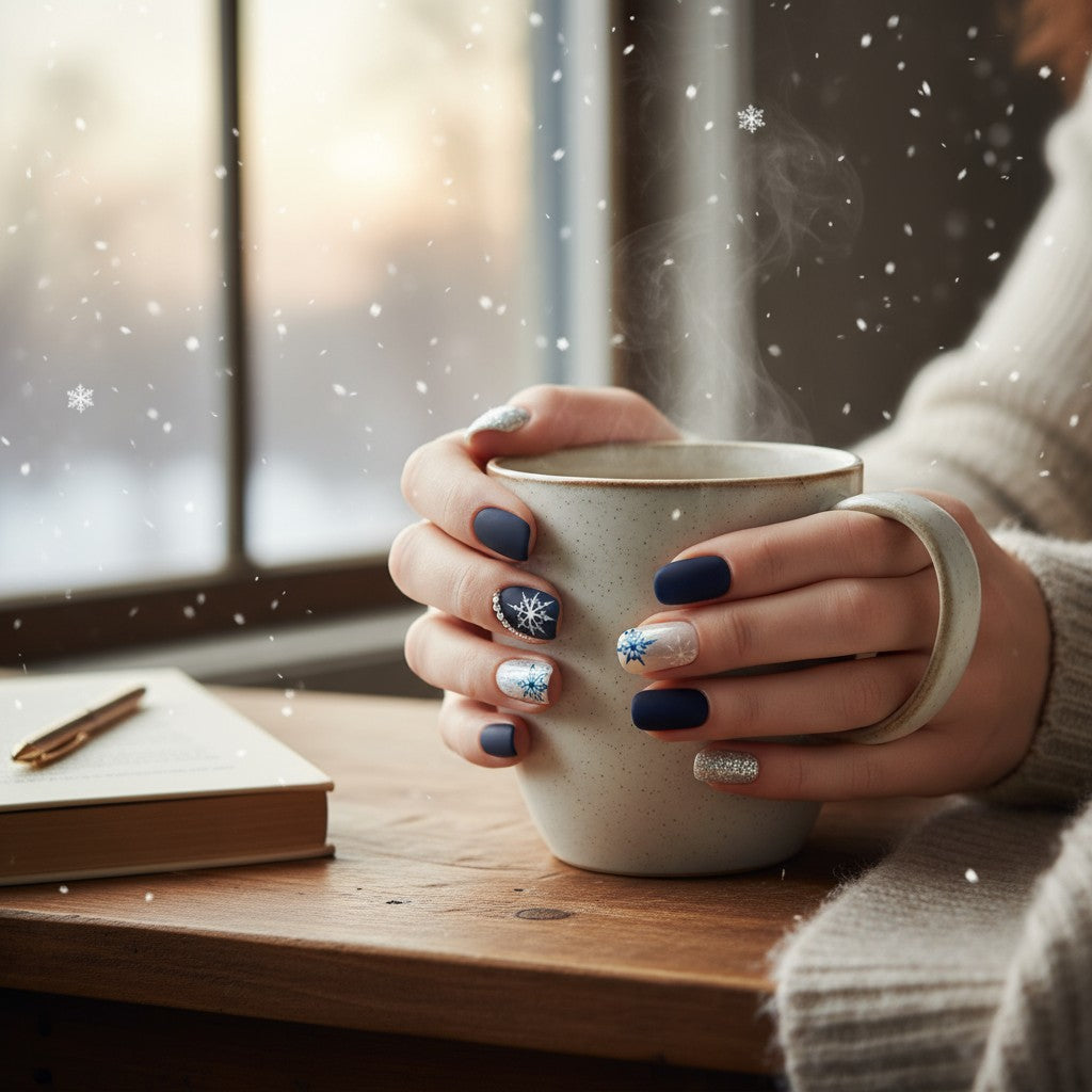 Blue Christmas Press On Nails