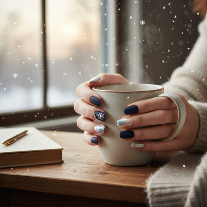 Blue Christmas Press On Nails