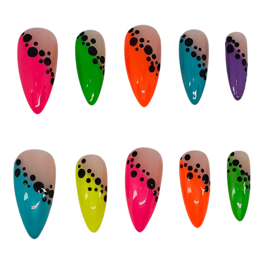 Neon Pop Dot Press On Nails