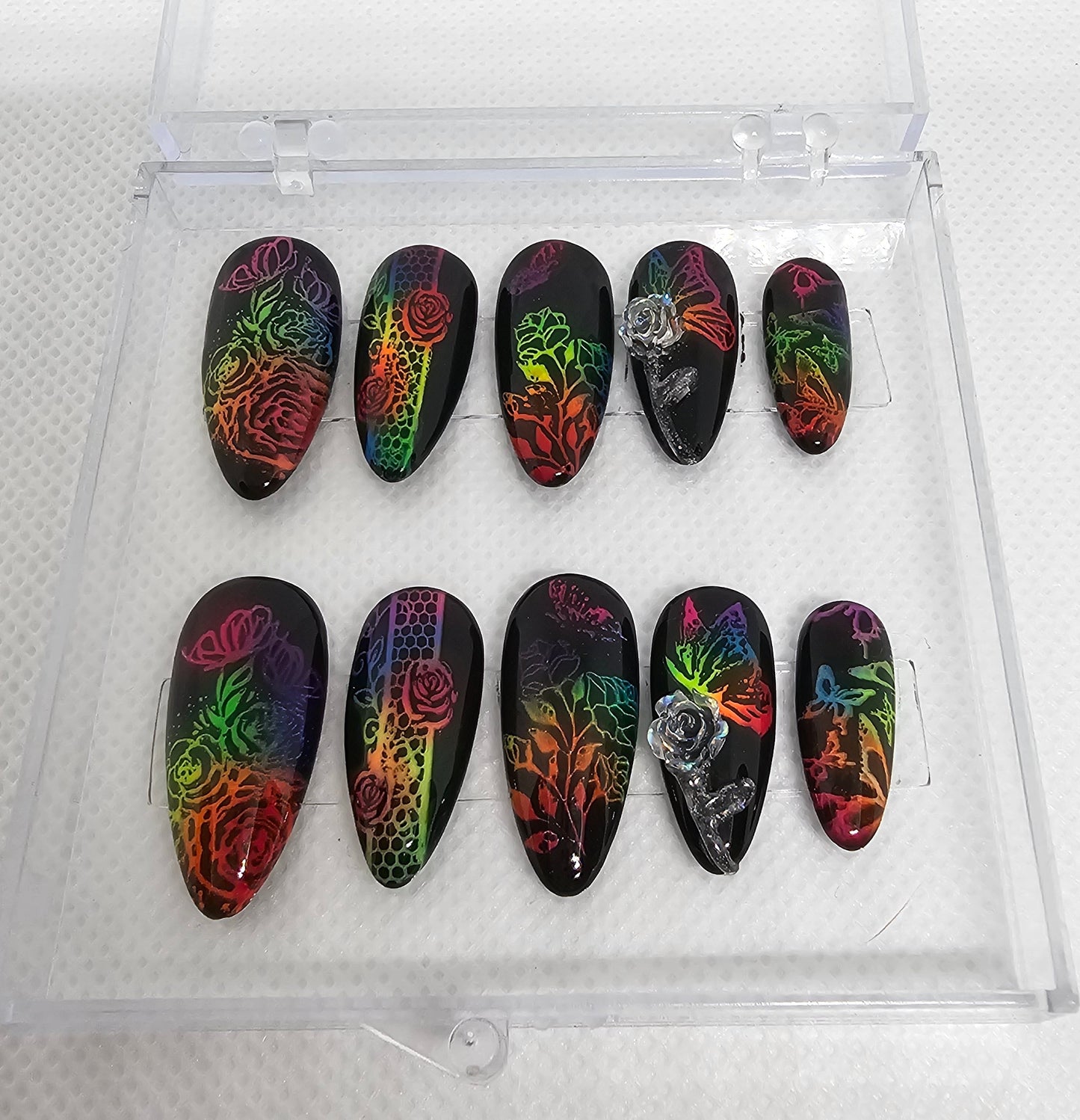 Rainbow Roses Press On Nails