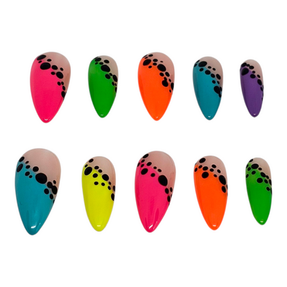Neon Pop Dot Press On Nails