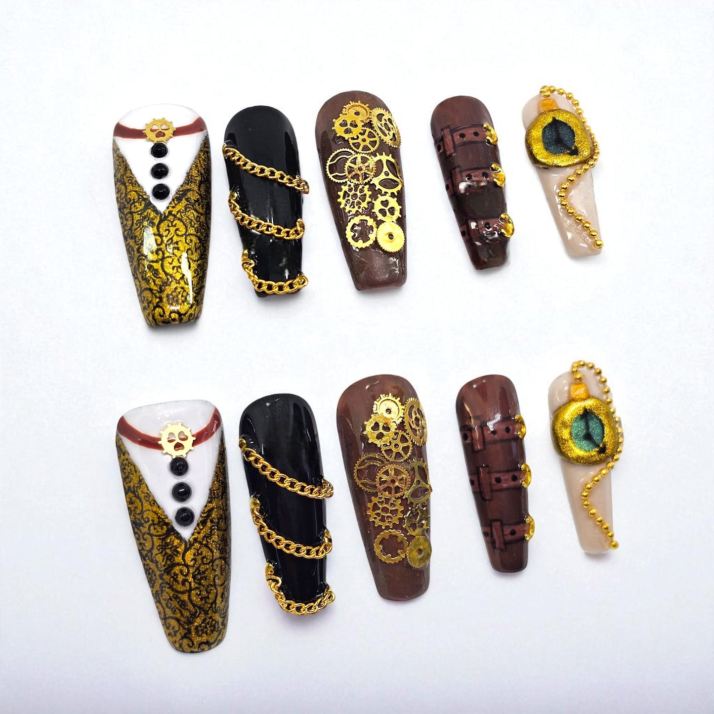 Steampunk Satin Press On Nails