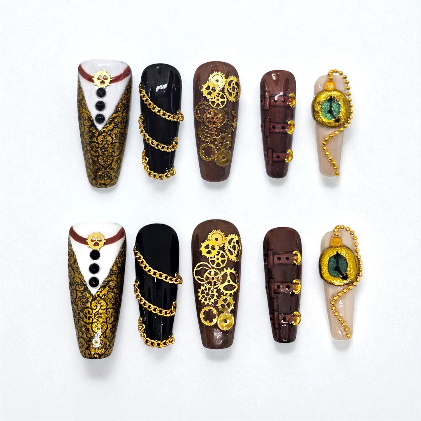 Steampunk Satin Press On Nails